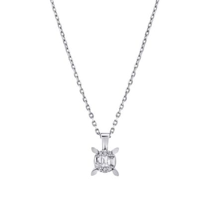 Colier Solitaire cu diamante baguette de 0,08 carate