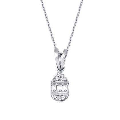 Colier cu picătură de baghetă cu diamante de 0,07 carate