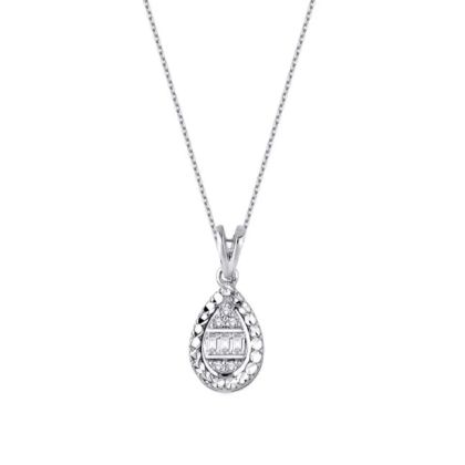 Colier cu picătură de baghetă cu diamante de 0,06 carate
