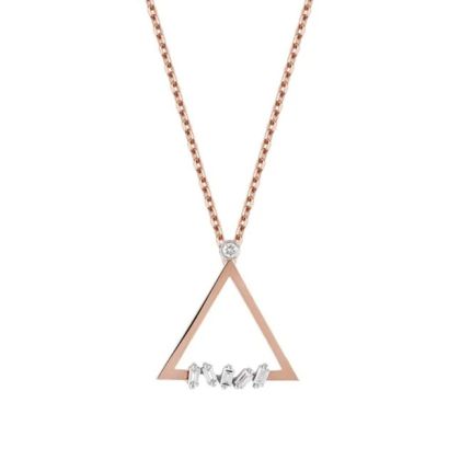 Colier triunghi bagheta cu diamante de 0,07 carate