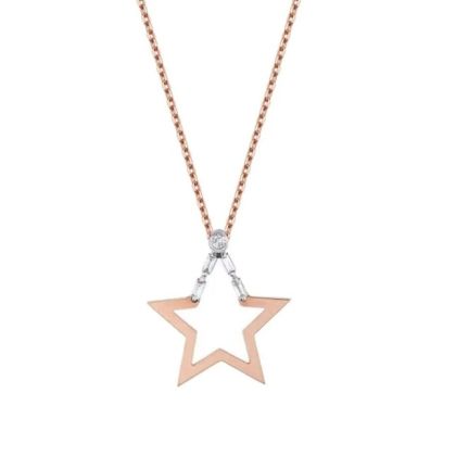 Colier cu stea de diamante baghetă de 0,12 carate