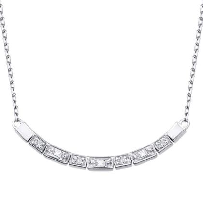 Colier cu diamante Baguette Stone Row de 0,16 carate
