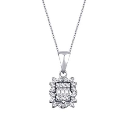 Colier bagheta cu diamante de 0,10 carate
