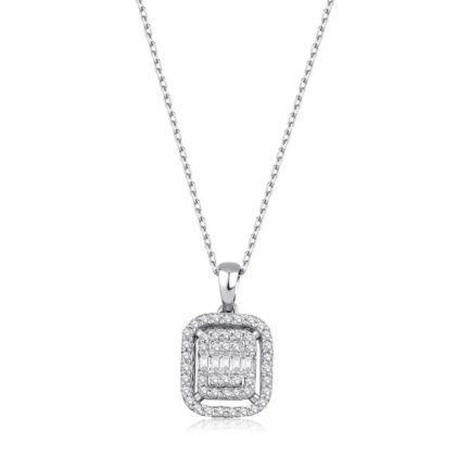 Colier bagheta cu diamante de 0,16 carate