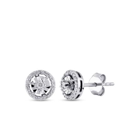 Cercei cu piatră rotunda de diamant de 0,15 carate