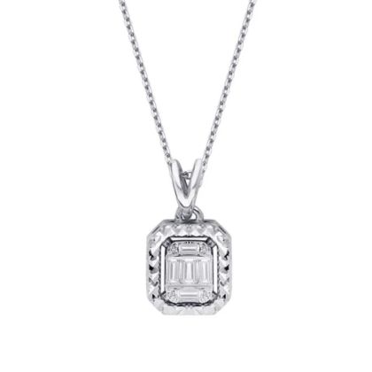 Colier bagheta cu diamant de 0,09 carate