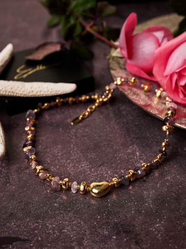 Colier placat cu aur de 18k și ametist 