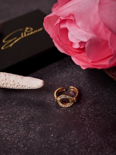 Inel placat cu aur de 18K și zirconii 