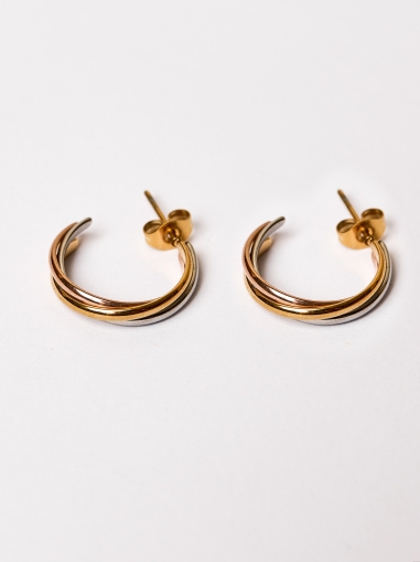 Cercei placați cu aur 18k - rose, gold și argintiu