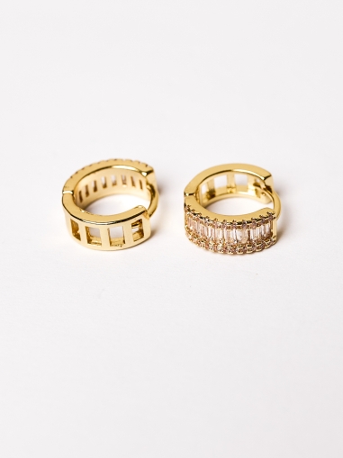 Cercei placați cu aur si zirconii baquette