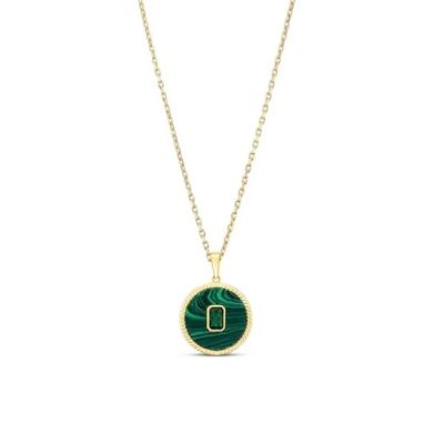 Colier cu email auriu verde