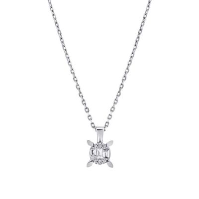 Colier Solitaire cu diamante baguette de 0,08 carate