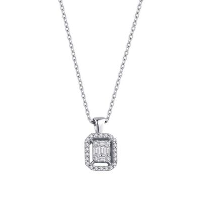Colier cu diamante bagheta de 0,14 carate 