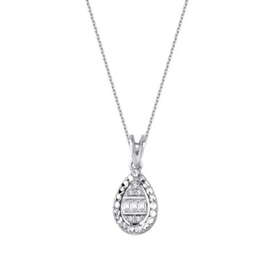 Colier cu picătură de baghetă cu diamante de 0,06 carate