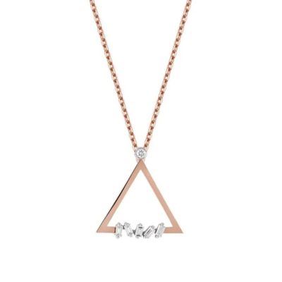 Colier triunghi bagheta cu diamante de 0,07 carate