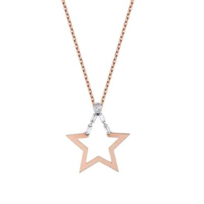 Colier cu stea de diamante baghetă de 0,12 carate