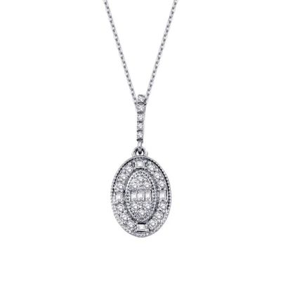 Colier bagheta cu diamante de 0,19 carate