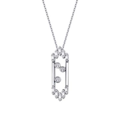 Colier bagheta cu diamante de 0,09 carate