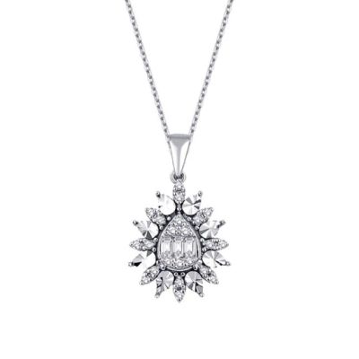 Colier bagheta cu diamante de 0,19 carate