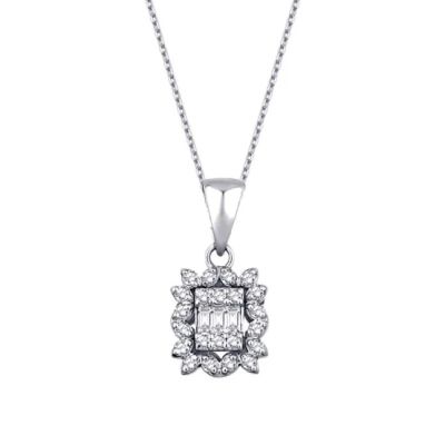 Colier bagheta cu diamante de 0,10 carate