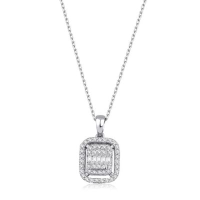 Colier bagheta cu diamante de 0,16 carate