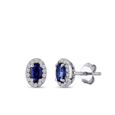 Cercei cu safir si cu diamante de 1,19 carate