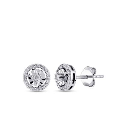 Cercei cu piatră rotunda de diamant de 0,15 carate