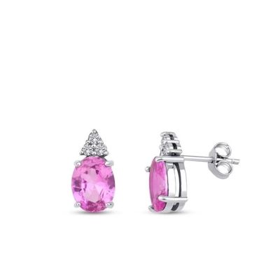Cercei cu piatră de safir roz cu diamante de 4,10 carate