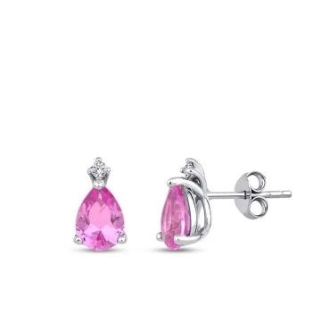Cercei cu piatră de safir roz si diamante de 2,72 carate