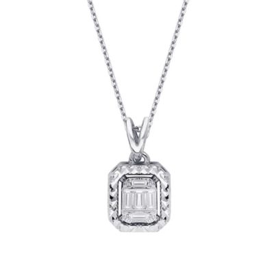 Colier bagheta cu diamant de 0,09 carate