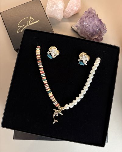 Set Cercei & Colier fresh cu perle și mărgele colorate