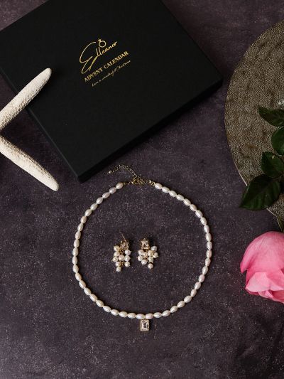 Colier cu perle și zirconiu baguette