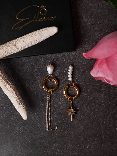 Cercei rotunzi cu detalii asimetrice 