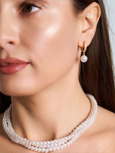 Cercei retro cu perlă 