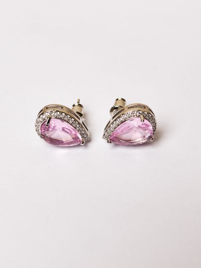 Cercei eleganți cu zirconiu roz 