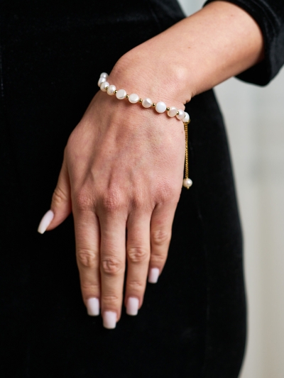 Brățară cu perle și lanț reglabil 