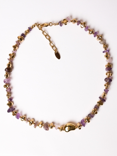 Colier placat cu aur de 18k și ametist 