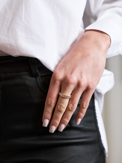 Inel cu zirconiu oval placat cu aur 18K