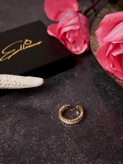 Inel placat cu aur 18K si zirconii baguette