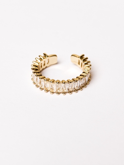 Inel placat cu aur 18K si zirconii baguette