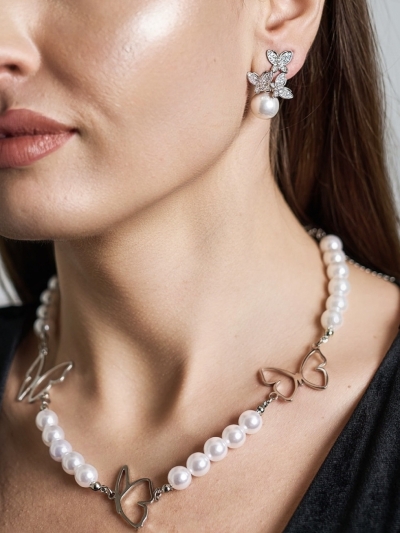 Colier perle Butterfly
