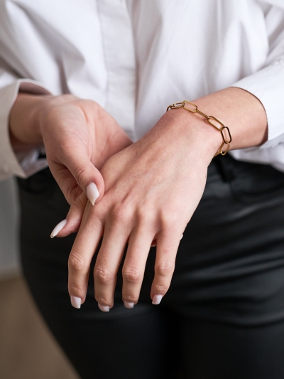 Brățară cu zale mari placată cu aur 18K